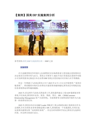 国美ERP实施案例分析