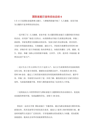 国际家庭日宣传活动总结4