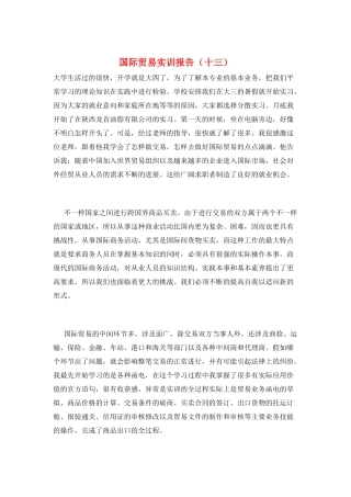 国际贸易实训报告(十三)
