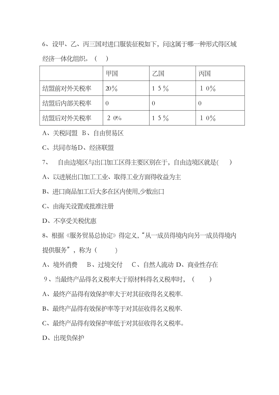 国际贸易考试复习题_第3页