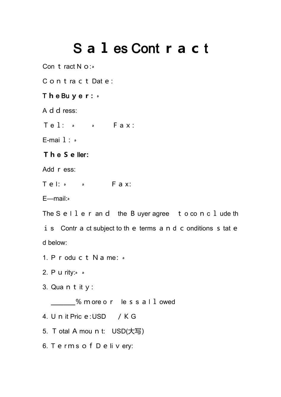 国际贸易销售合同Sales Contract_第1页