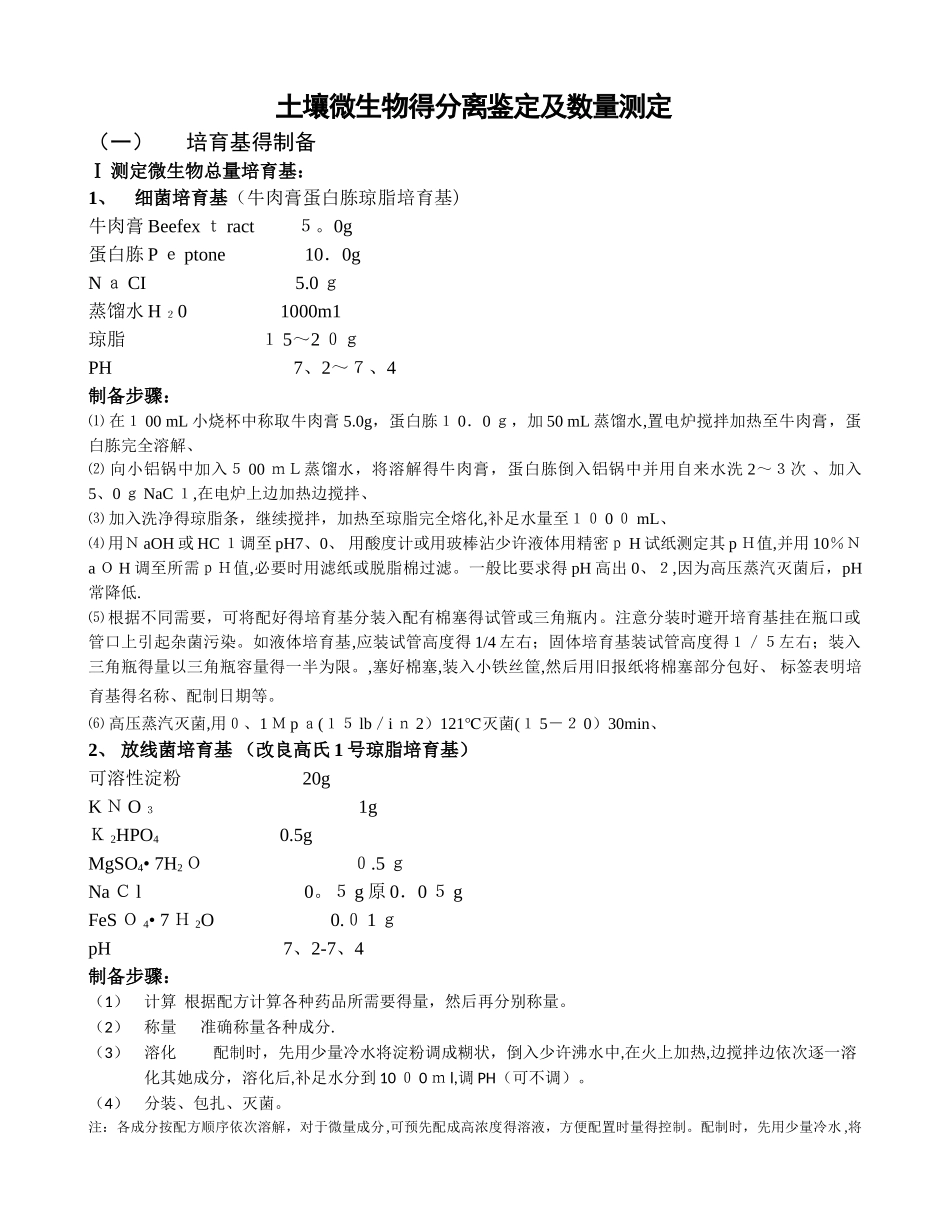 土壤微生物数量测定方法整理_第1页