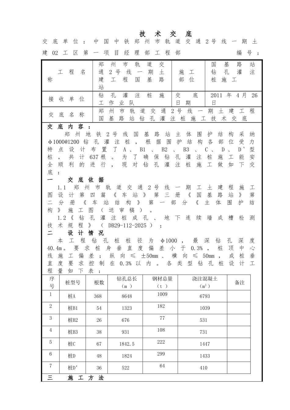 土建工程钻孔灌注桩施工技术交底_第1页