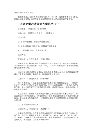 圣诞促销活动策划方案