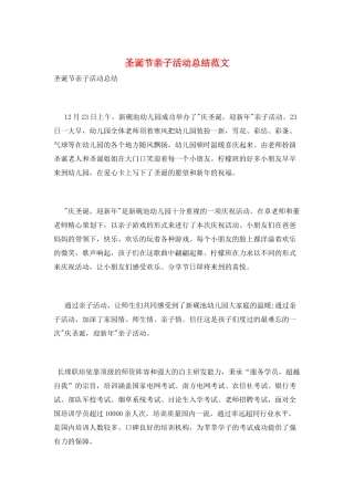 圣诞节亲子活动总结范文