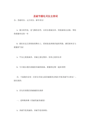 圣诞节婚礼司仪主持词