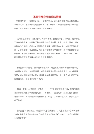 圣诞节晚会活动总结模板