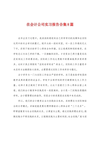 在会计公司实习报告8篇