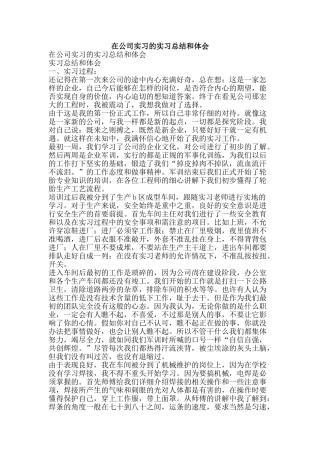 在公司实习的实习总结和体会-精品范文资料