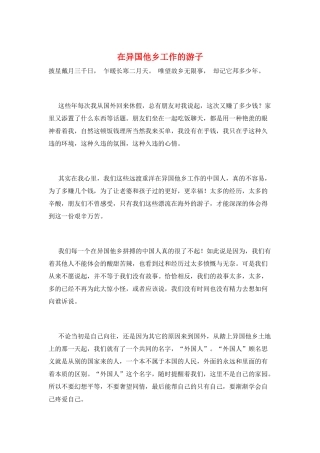 在异国他乡工作的游子