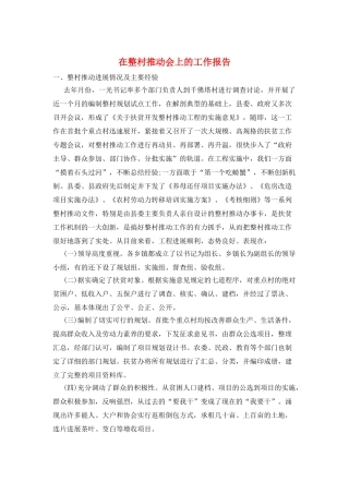 在整村推进会上的工作报告