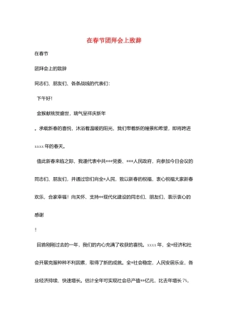 在春节团拜会上致辞