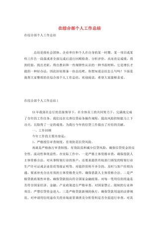 在综合部个人工作总结