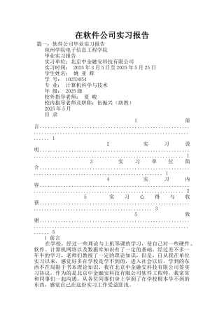 在软件公司实习报告