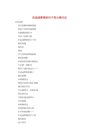 在追逐梦想的日子里心情日记