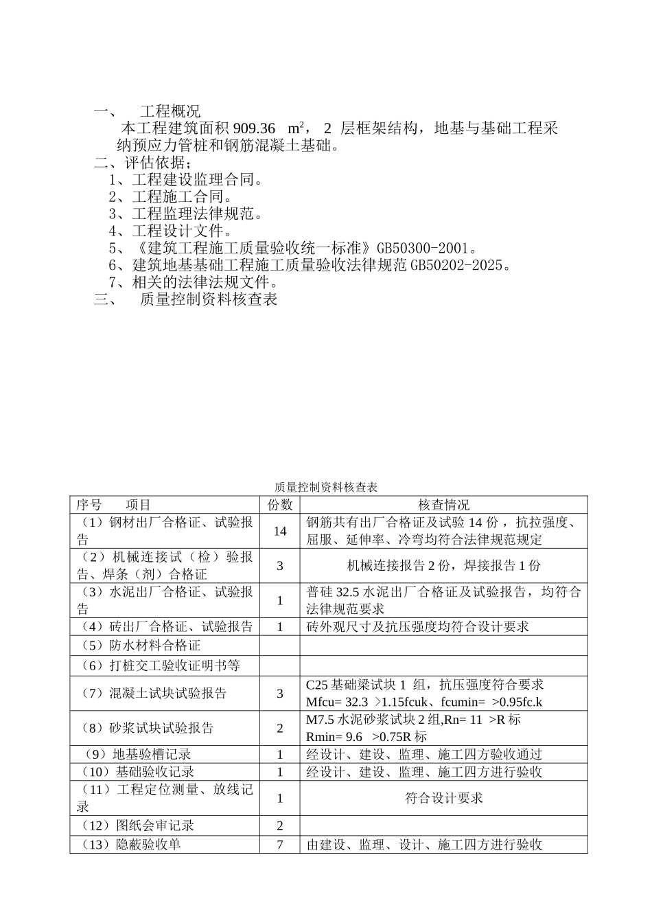 地基与基础分部工程质量监理评估报告_第2页