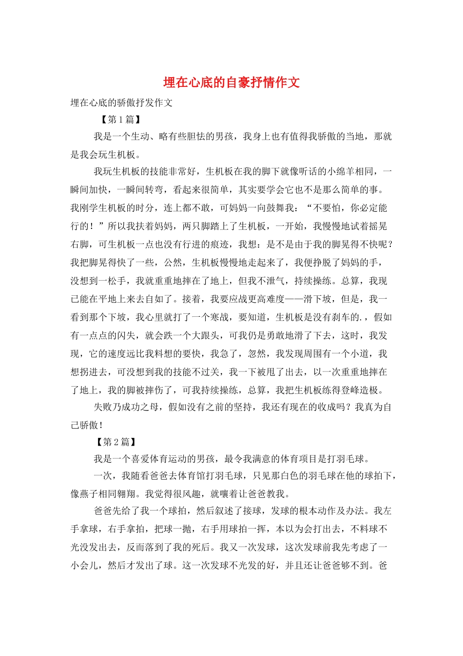 埋在心底的自豪抒情作文_第1页