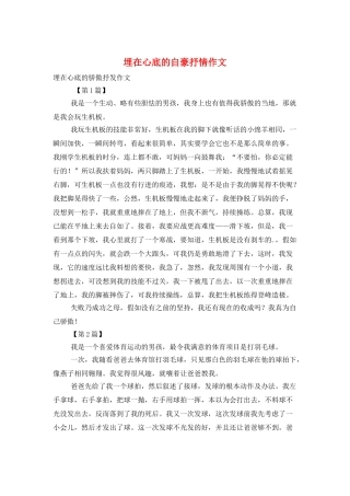 埋在心底的自豪抒情作文