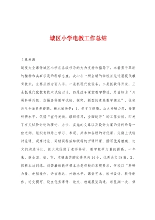 城区小学电教工作总结