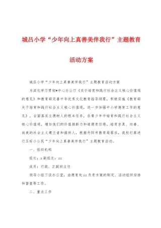 城吕小学“少年向上真善美伴我行”主题教育活动方案