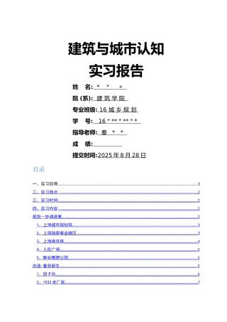 城市认知实习报告