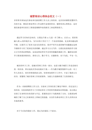 城管培训心得体会范文(一)