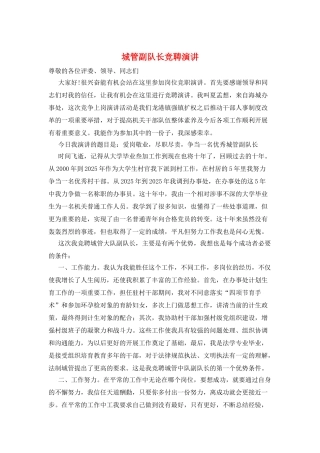 城管副队长竞聘演讲