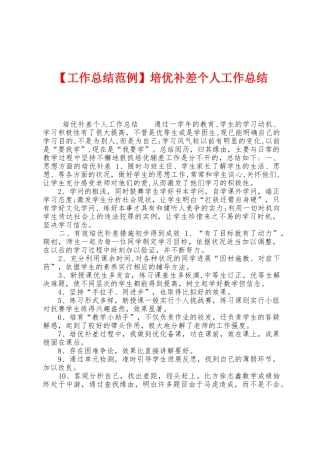 培优补差个人工作总结
