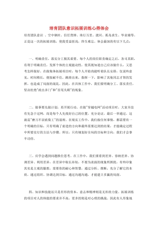 培养团队意识拓展训练心得体会