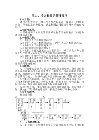 培训、意识和能力控制程序