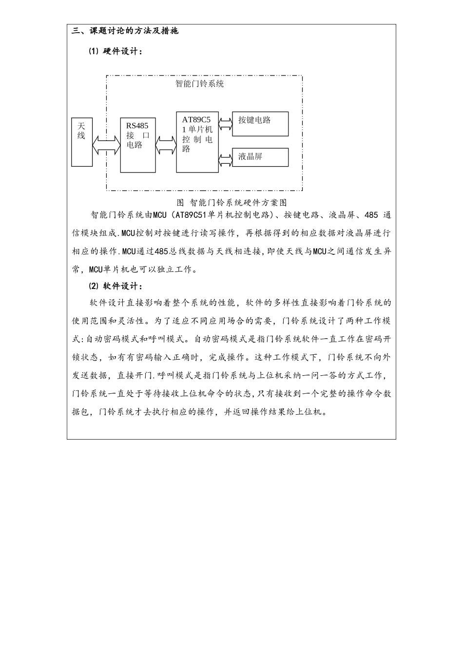基于51单片机的智能门铃设计开题报告_第3页