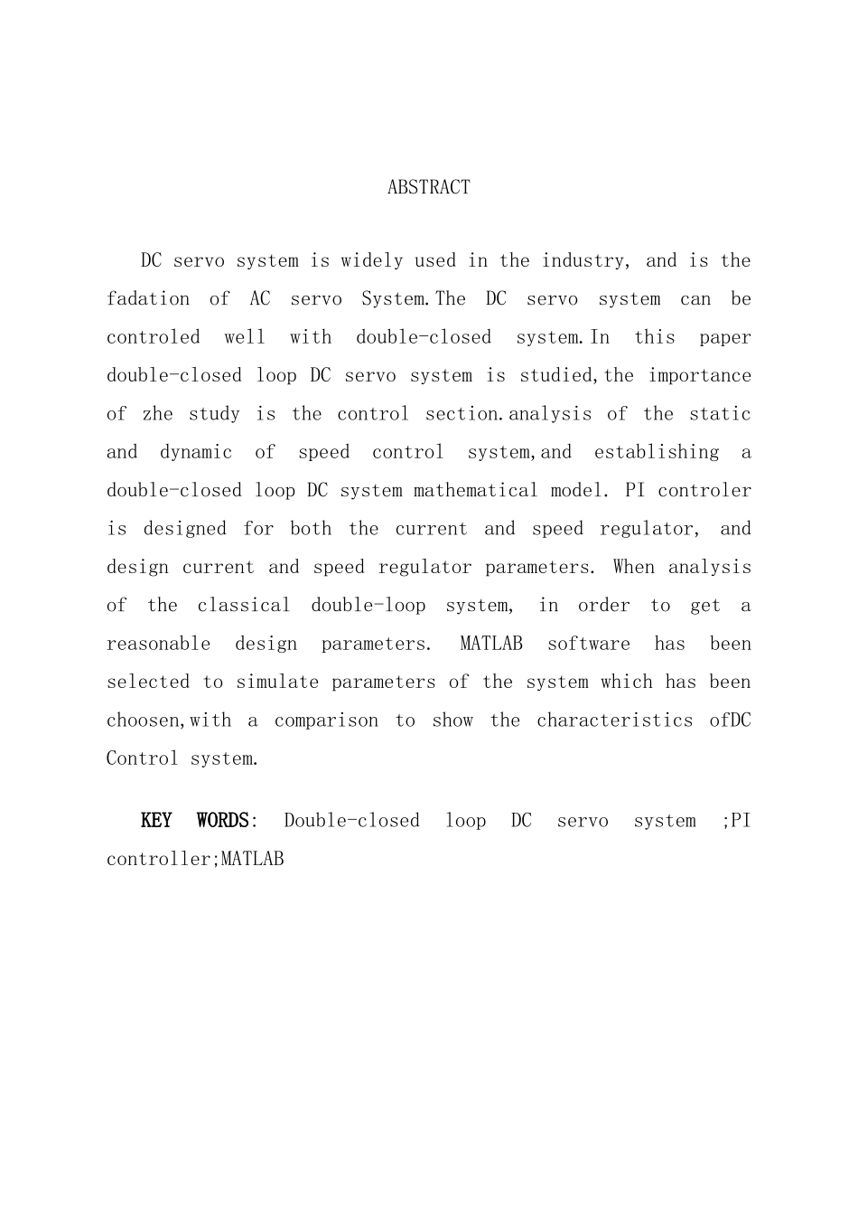 基于MATLAB的双闭环直流调速系统的设计与仿真样本_第2页