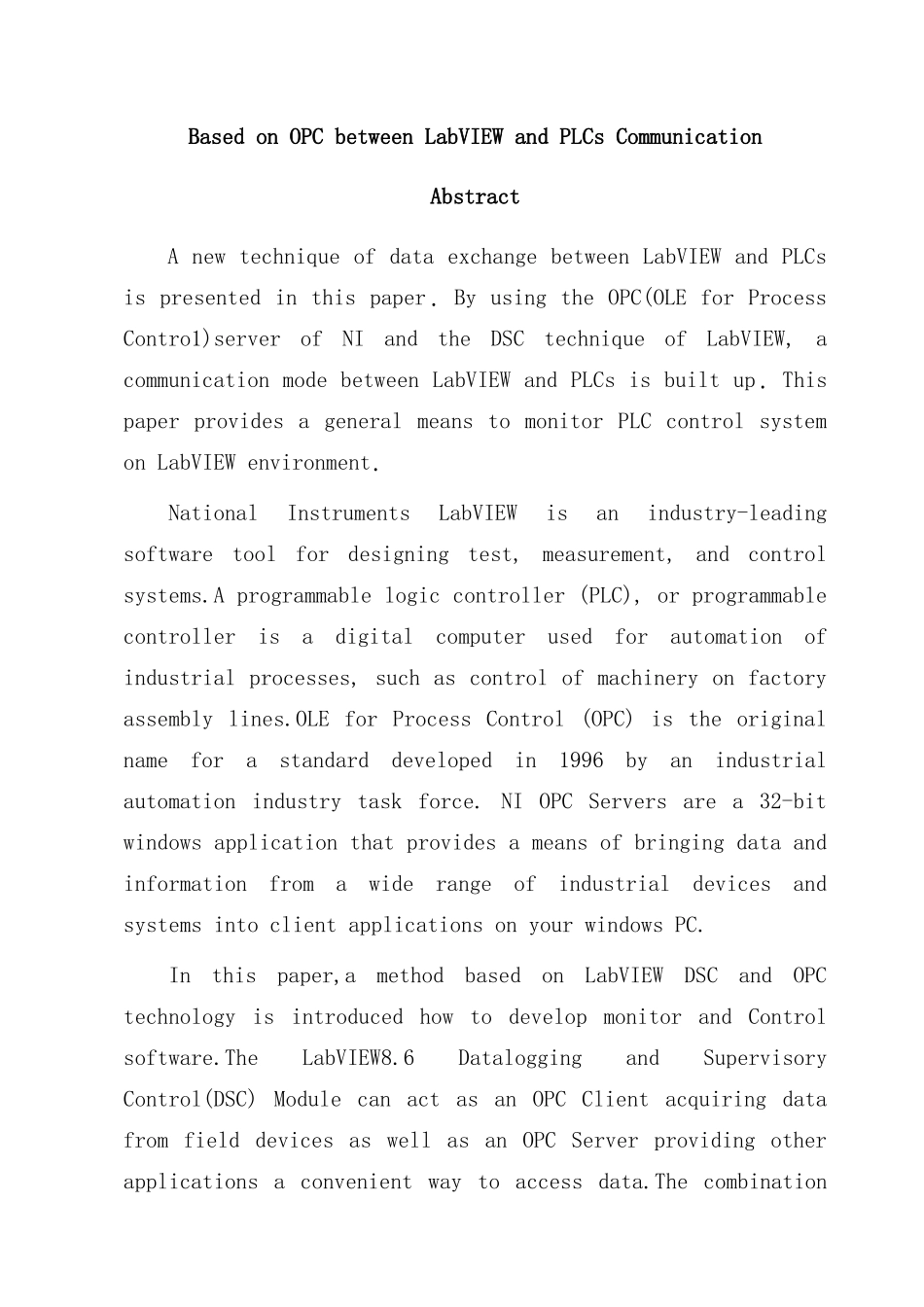 基于OPC技术的LabVIEW与PLCs通信样本_第3页
