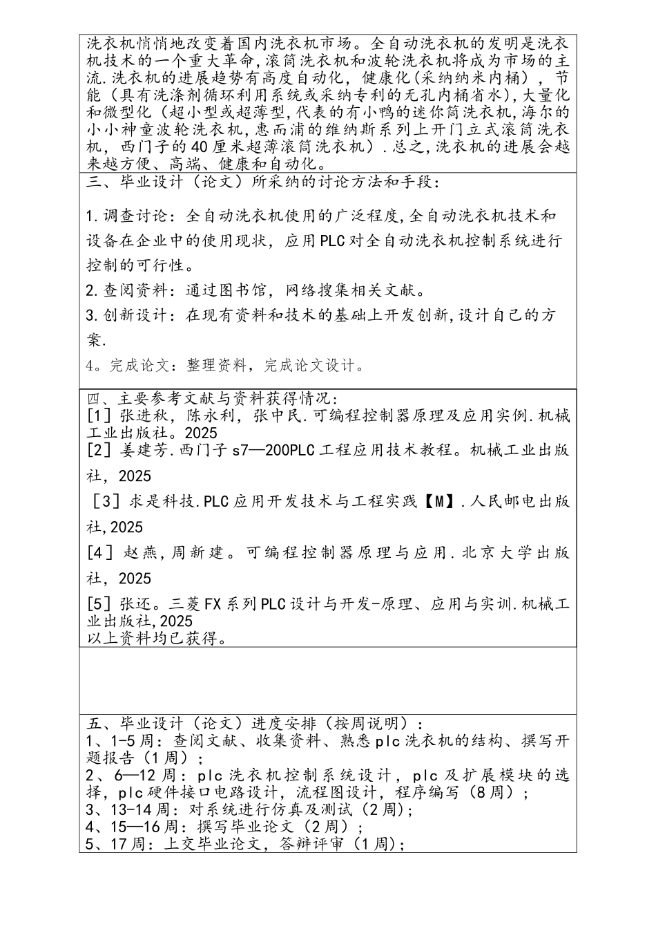 基于PLC的全自动洗衣机控制开题报告_第2页