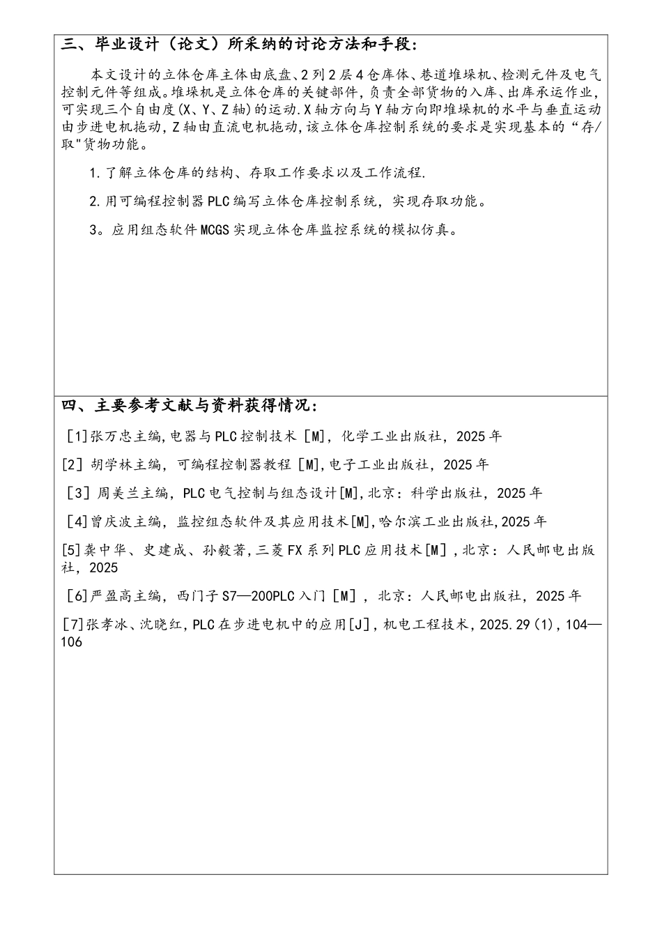 基于PLC的立体仓库开题报告_第2页