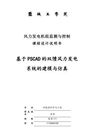 基于pscad的双馈风力发电系统的建模与仿真
