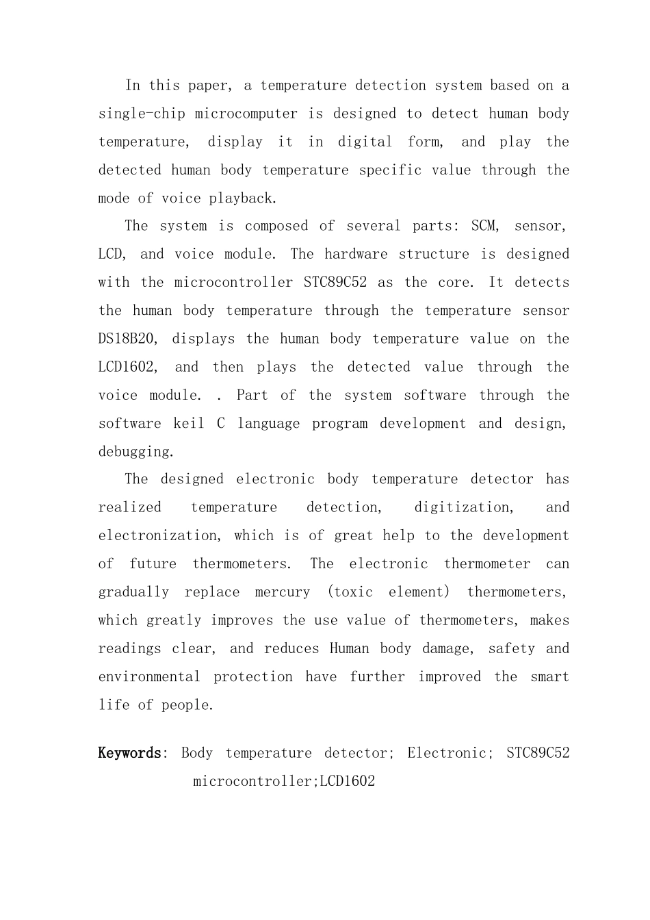 基于单片机体温检测仪系统的设计与实现样本_第2页