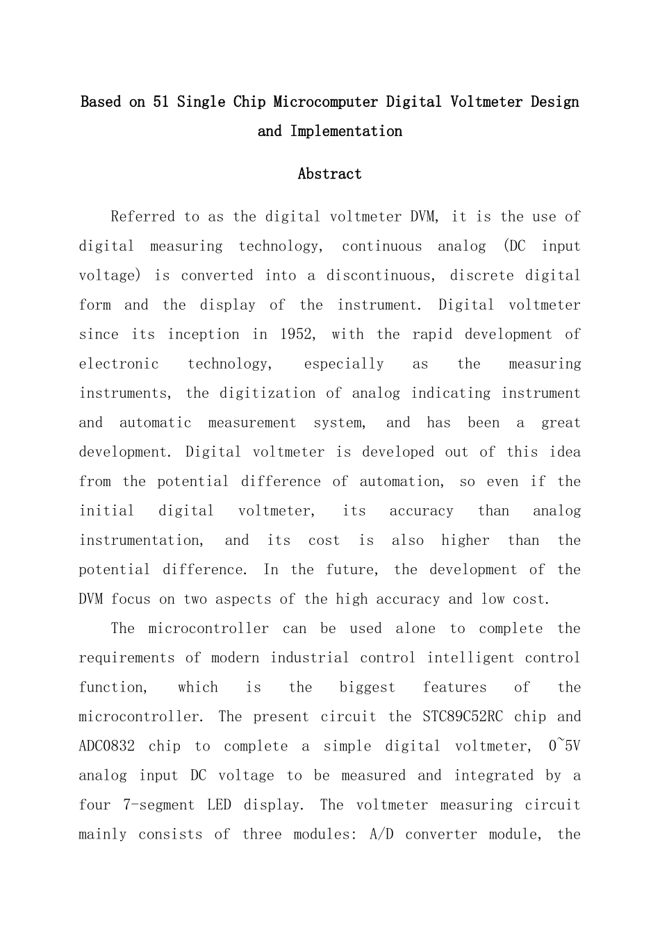 基于单片机数字电压表的设计与实现样本_第3页