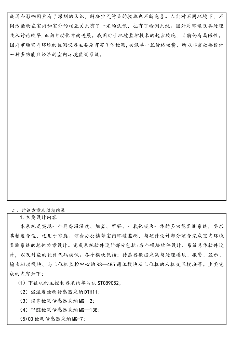 基于单片机的室内环境检测系统设计开题报告_第2页