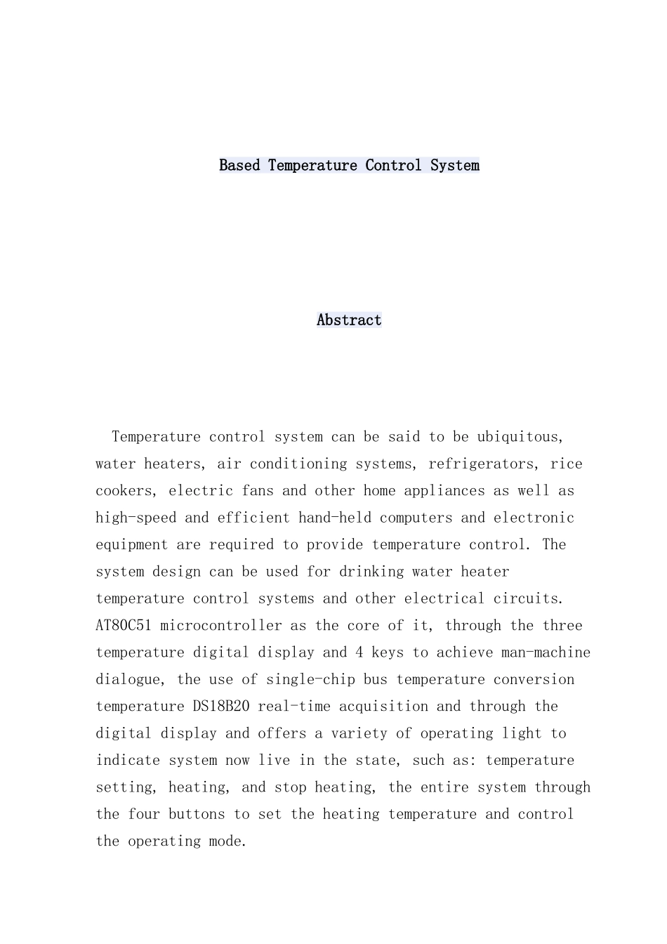 基于单片机的水温控制系统毕业设计样本_第2页