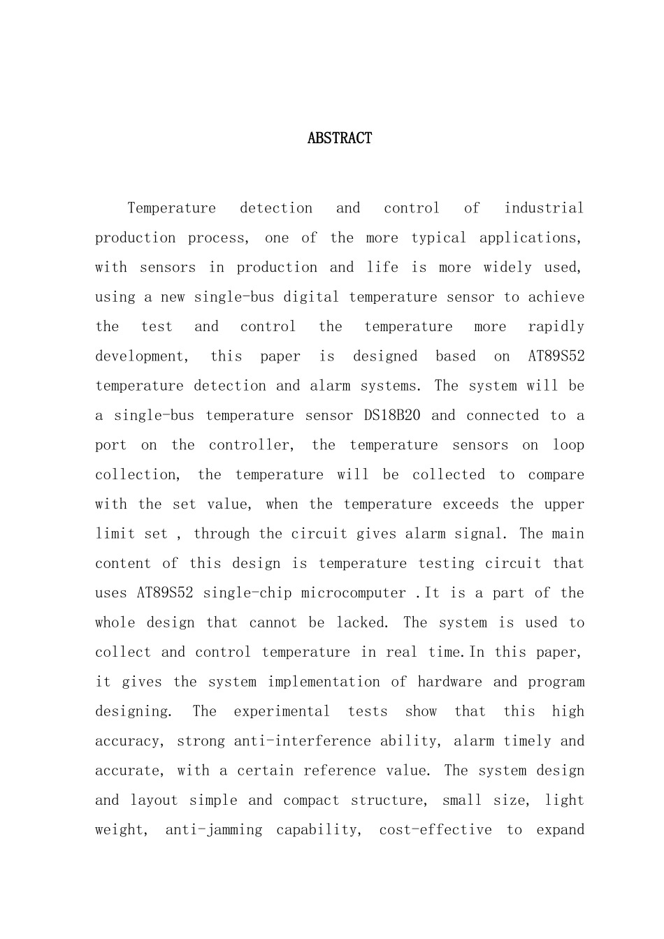 基于单片机的温度控制及报警系统的设计样本_第2页
