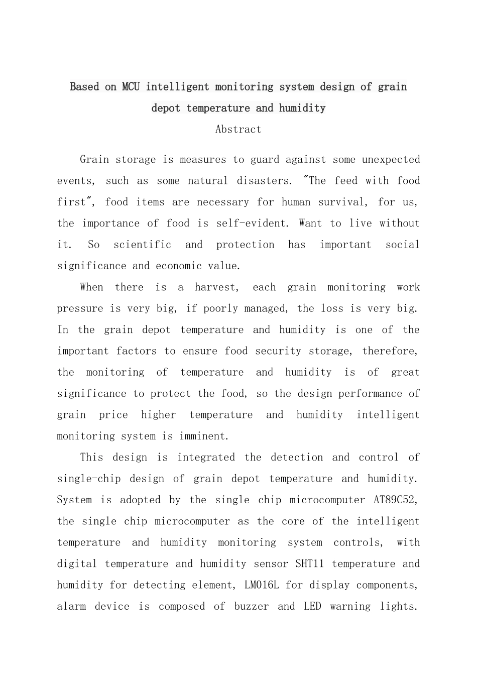 基于单片机的粮库温湿度智能监控系统设计样本_第3页