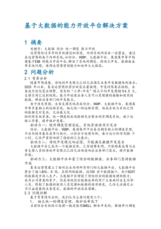 基于大数据的能力开放平台解决处理方案报告