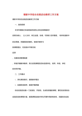 塘新中学综合实践活动教研工作计划