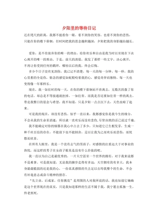 夕阳里的等待日记
