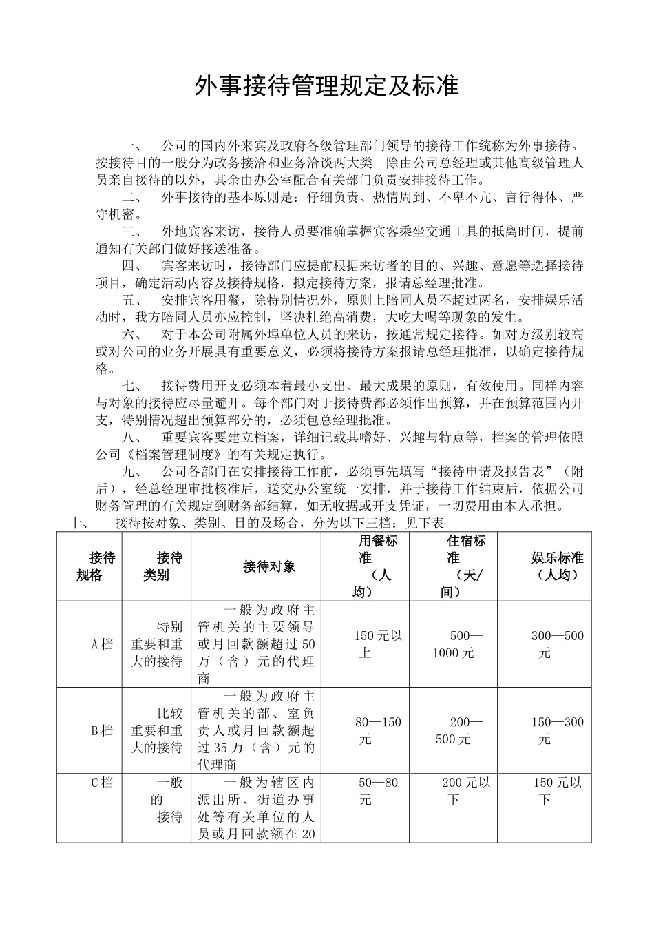 外事接待管理规定及标准_第1页