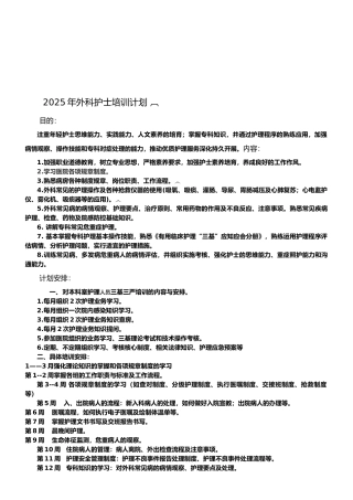 外科护士护理培训计划