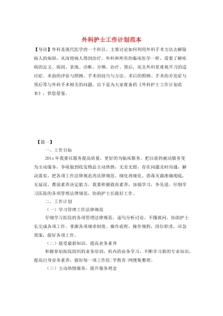 外科护士工作计划范本