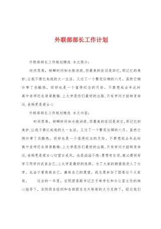 外联部部长工作计划