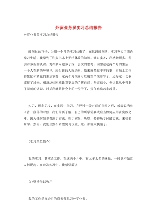 外贸业务员实习总结报告